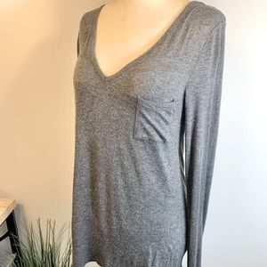 Gray long sleeve shirt pretty detail on back stretchy comfy Glitz brand size L